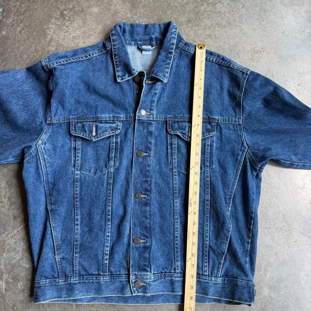 Vintage Denim Blue Trucker Jean Jacket Mens Large Heavyweight Western 90s 24x25